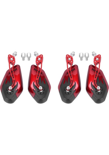 4 Adet Evrensel Motosiklet Dikiz Aynaları 360 Derece Rotasyon Motosiklet Scooter Yan Aynalar 8/10MM Siyah + Kırmızı (Yurt Dışından)