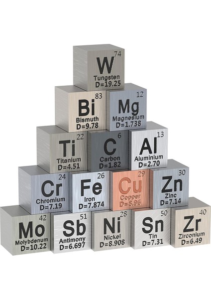 15 Parça Metal Element Küpü - 1 Periyodik Element Tablosu Koleksiyonu Için Yoğunluk Küp Seti - Saf Tungsten Küp (10 Mm) (Yurt Dışından)