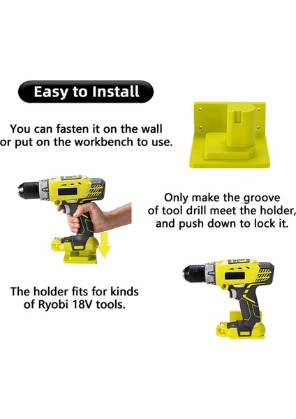 4 Paket Alet Matkap Montaj Tutacağı, 18V Alet Tutucu Dock Askısına Uygun, 8 Vidalı (Yeşil) (Yurt Dışından) modelleri