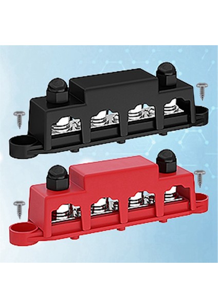4 Adet 12V Güç Dağıtım Bloğu 250A Kapaklı Otobüs Terminal Bloğu 4 x 3/8 Inç Bağlama Mesajları, Kırmızı + Siyah (Yurt Dışından)