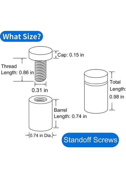 16 Paket Standoff Vidaları 3/4 x 1 Inç Siyah Burcu Standoffs Asılı Akrilik Resim Çerçevesi Reklam Vidaları Kiti (Yurt Dışından) fiyatları