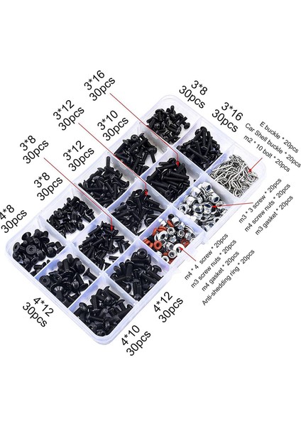 500 Adet Rc Araba Vidaları Kiti M3 Altıgen Vidalar Somun Kabuğu Toka Rc Tamir Aracı Kiti Arrma 1/8 -1/16 Ölçekli Rc Arabalar (Yurt Dışından) fiyatları