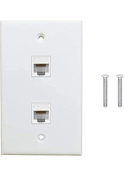 1 Paket 2 Port Ethernet Duvar Plakası, Cat6 Dişi - Dişi Duvar Jakı RJ45 Sıralı Bağlayıcı Duvar Çıkışı, Beyaz (Yurt Dışından)