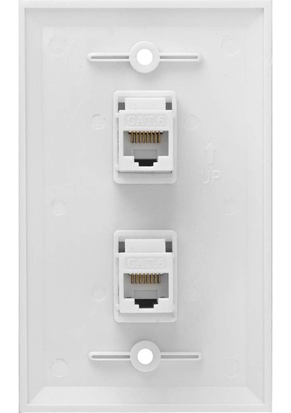 1 Paket 2 Port Ethernet Duvar Plakası, Cat6 Dişi - Dişi Duvar Jakı RJ45 Sıralı Bağlayıcı Duvar Çıkışı, Beyaz (Yurt Dışından)