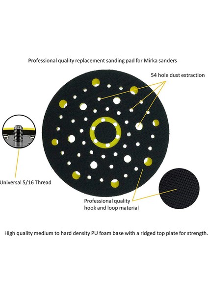 4 Adet 150MM 5/16 Konu 52 Delik Orta Yoğunluk Rastgele Orbital Zımpara Makinesi Kanca ve Döngü Destek Pedi Ceros ile Uyumlu (Yurt Dışından)