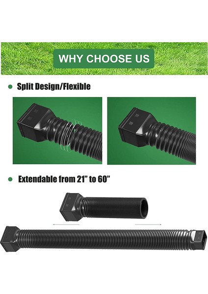 Oluk Iniş Borusu Uzantıları, 21'den 60 Inçe Uzatılabilen Aşağı Borulu Drenaj Uzatması (2 Paket Siyah) (Yurt Dışından) fırsatları