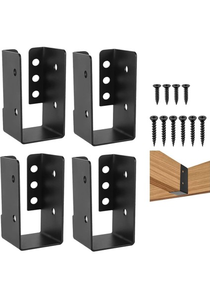 Gizli Kiriş Askısı 4pcs, 2INX4IN Dış Mekan Gizli Flanşlı Hafif Kiriş Braketi, Q235B Çelik Toz Kaplamalı Kiriş Askısı (Yurt Dışından)