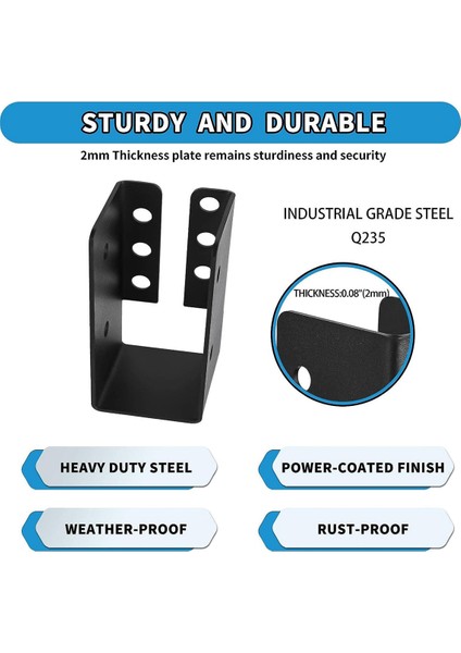 Gizli Kiriş Askısı 4pcs, 2INX4IN Dış Mekan Gizli Flanşlı Hafif Kiriş Braketi, Q235B Çelik Toz Kaplamalı Kiriş Askısı (Yurt Dışından)