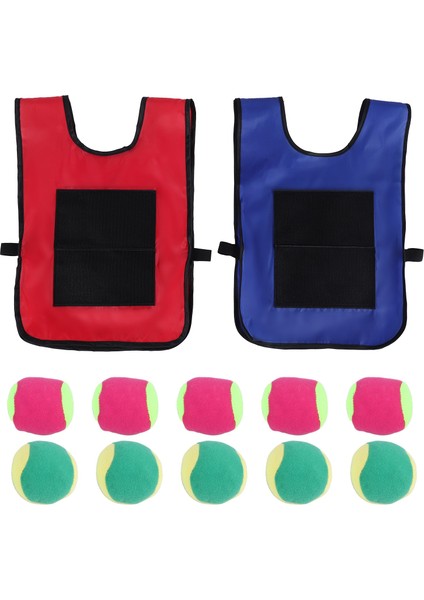 Yakantop Oyun Seti - Kapalı Açık Oyun Alanı Oyunları Için 10 Spor Topu ile 2 Adet Çocuk Yakartop Etiketi Yapışkan Yelekler (Yurt Dışından)