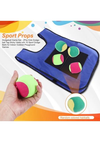 Yakantop Oyun Seti - Kapalı Açık Oyun Alanı Oyunları Için 10 Spor Topu ile 2 Adet Çocuk Yakartop Etiketi Yapışkan Yelekler (Yurt Dışından)