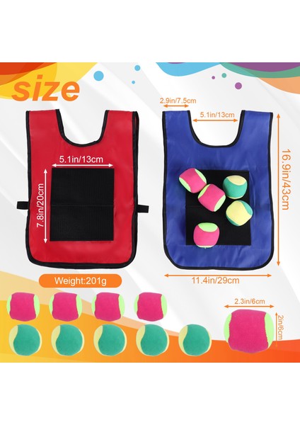 Yakantop Oyun Seti - Kapalı Açık Oyun Alanı Oyunları Için 10 Spor Topu ile 2 Adet Çocuk Yakartop Etiketi Yapışkan Yelekler (Yurt Dışından)