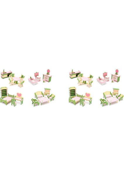 8 Takım Ahşap Minyatür Mobilya Puzzle Modeli Çocuk (Yurt Dışından)