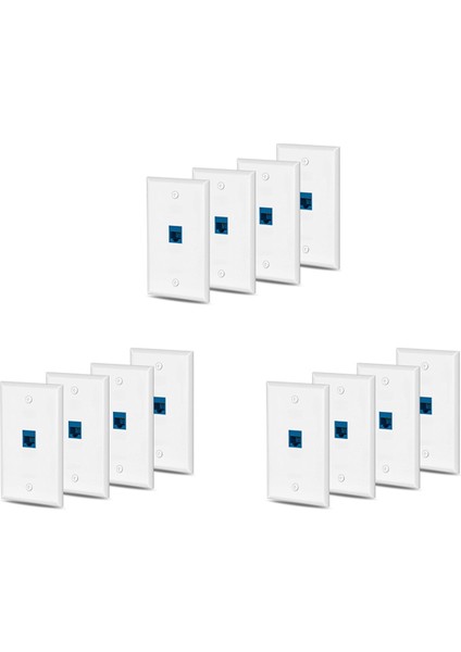 12X Cat6 Ethernet Duvar Plakası Çıkışı 1 Port RJ45 Ağ Dişi - Dişi Duvar Çoğaltıcı Jack Plakası Beyaz ve Mavi (Yurt Dışından)