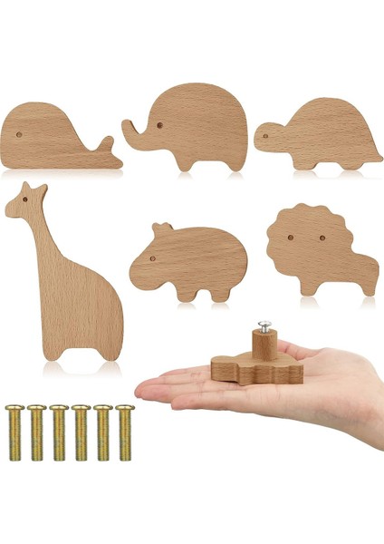 Ahşap Hayvan Dolap Kolları Dekoratif Dresser Kolları Vidalar ile Dresser Çeker Ahşap Deniz Woodland Hayvanlar Kolları 6 Adet (Yurt Dışından) fiyatları