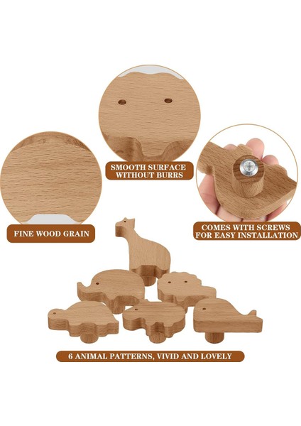 Ahşap Hayvan Dolap Kolları Dekoratif Dresser Kolları Vidalar ile Dresser Çeker Ahşap Deniz Woodland Hayvanlar Kolları 6 Adet (Yurt Dışından) fırsatları