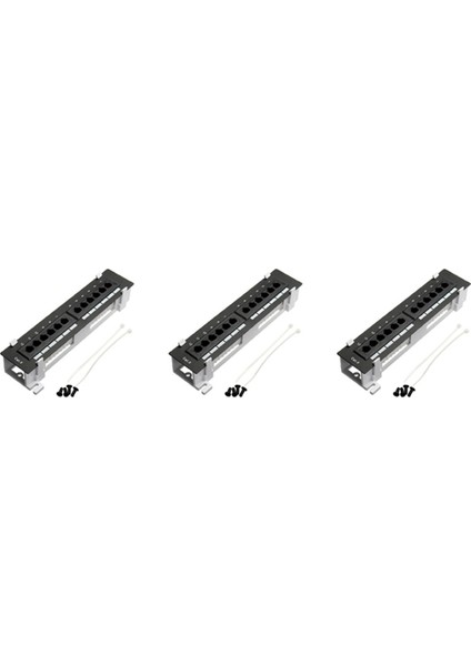 3x Ağ Araç Kiti 12 Port Cat6 Patch Panel RJ45 Ağ Duvar Montaj Rafı, Yüzey Duvar Montaj Braketi ile (Yurt Dışından)
