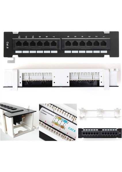 3x Ağ Araç Kiti 12 Port Cat6 Patch Panel RJ45 Ağ Duvar Montaj Rafı, Yüzey Duvar Montaj Braketi ile (Yurt Dışından) indirimleri