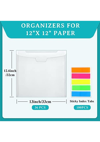36 Adet Scrapbook Kağıdı Saklama Tokalı Tasarım, 100 Adet Çok Renkli Yapışkan Endeks Sekmesi 12X12 Inç Tutmak Için (Yurt Dışından)