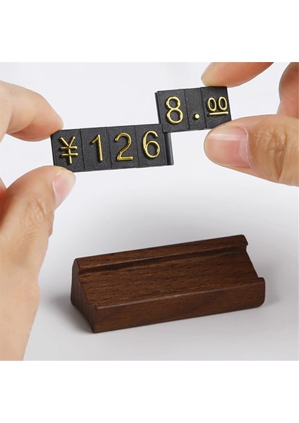 10 Set/kutu Mini Ahşap Kombine Sayı Küpü Etiketi Mücevher Ayarlanabilir Etiketi Tabela Tutucu Kart Standı B (Yurt Dışından)