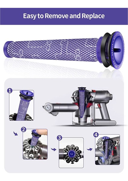 V8, V6 V7 V8 DC59 DC58 Için Filtre 965661 01 Parçasını Değiştirir 4'lü Yedek Paket (Yurt Dışından)