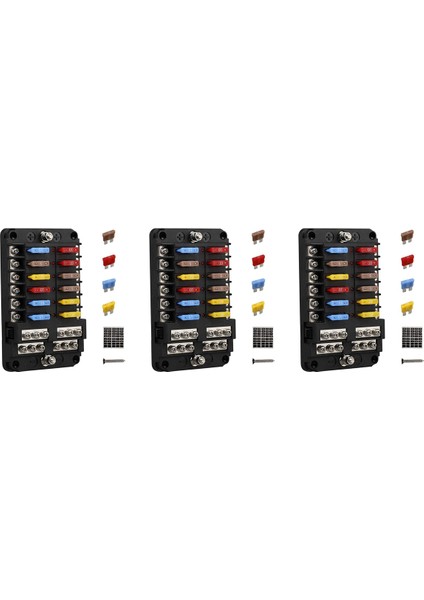 3x 12 V 12 Yollu Deniz Sigorta Bloğu Sigorta Paneli Zemin ve 12 Volt Sigorta Kutusu Araba Otomotiv Tekne Rv Rzr (Yurt Dışından)