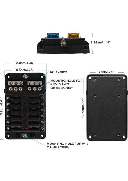 3x 12 V 12 Yollu Deniz Sigorta Bloğu Sigorta Paneli Zemin ve 12 Volt Sigorta Kutusu Araba Otomotiv Tekne Rv Rzr (Yurt Dışından)