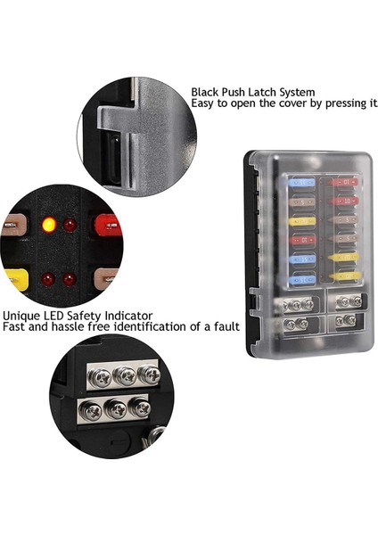 3x 12 V 12 Yollu Deniz Sigorta Bloğu Sigorta Paneli Zemin ve 12 Volt Sigorta Kutusu Araba Otomotiv Tekne Rv Rzr (Yurt Dışından)