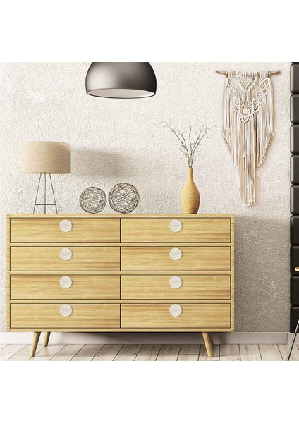 Boho Rattan Dresser Kolları Yuvarlak Ahşap Çekmece Kolları El Yapımı Hasır Dokuma ve Vidalar Boho Mobilya Kolları Bej 24 Adet (Yurt Dışından)