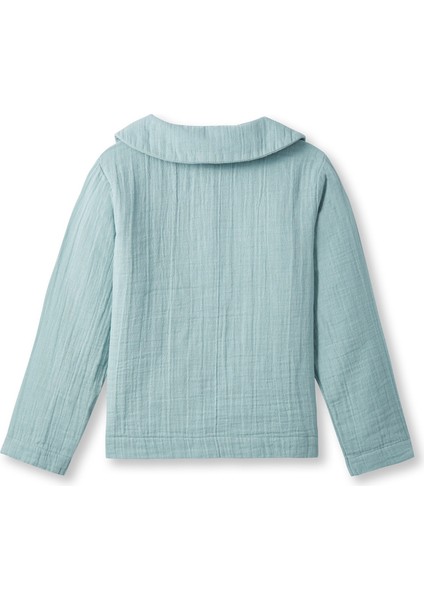 Turkuaz Müslin Bebe Yaka Unisex Çocuk Gömlek fiyatları