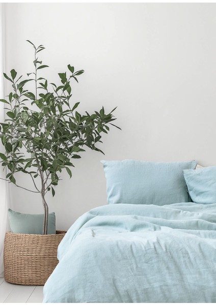 Washed Linen Yeşil Keten Çift Kişilik Nevresim Kılıfı 279X228 cm fiyatları