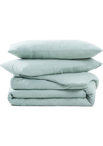 Washed Linen Yeşil Keten Çift Kişilik Nevresim Kılıfı 279X228 cm modelleri