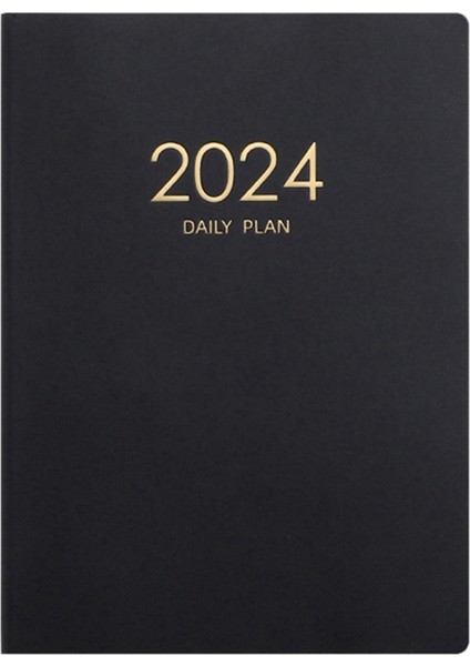 2024 Siyah Plan Defteri Takvim Kalınlaştırılmış Günlük Haftalık Ofis Okul Malzemeleri (Yurt Dışından)