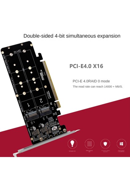 2x Pcıe 4.0 Çift Diskli PCIEX16 - M.2 M-Key Nvme SSD Genişletme Kartı, 4 Nvme M.2 M Key 2280 Ssd'yi (Yurt Dışından) fırsatları