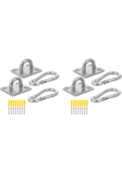 4x Tavan Süspansiyon Kiti, Duvar Kancaları, Kanca Halat Çekme Döngüsü, Kare Göz Plakası, Ağır Hizmet Spor Salonu Hava Eğitim Kancası (Yurt Dışından)