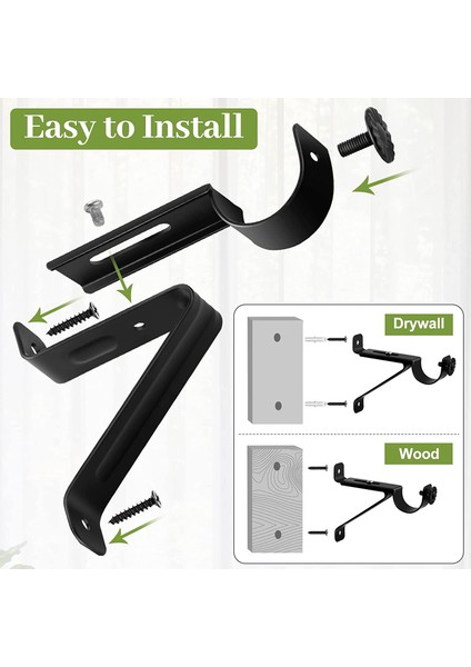 Perde Çubuk Braketi, Ayarlanabilir Ağır Hizmet Perde Çubuk Tutucular, Siyah Perde Çubuklar Duvar Perdelik Çubuk Için Kanca Askıları (Yurt Dışından) modelleri
