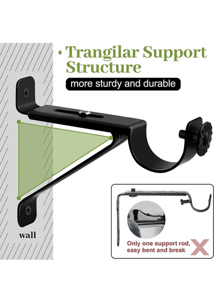 Perde Çubuk Braketi, Ayarlanabilir Ağır Hizmet Perde Çubuk Tutucular, Siyah Perde Çubuklar Duvar Perdelik Çubuk Için Kanca Askıları (Yurt Dışından) fırsatları