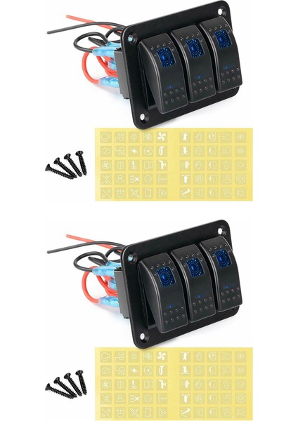 2x 3 Gang Alüminyum Panel Geçiş Dash 5 Pin On/off Ön Kablolu Rocker Anahtarı Otomotiv Araba Deniz Tekne Için (Yurt Dışından)