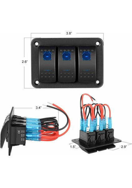 2x 3 Gang Alüminyum Panel Geçiş Dash 5 Pin On/off Ön Kablolu Rocker Anahtarı Otomotiv Araba Deniz Tekne Için (Yurt Dışından) fiyatları