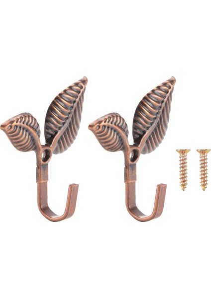 2 x Demir Yaprağı Şekilli Perde Kravat Arkalıkları Tutucular Duvar Kancaları Ev Dekor, Kırmızı Bronz (Yurt Dışından)
