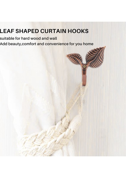 2 x Demir Yaprağı Şekilli Perde Kravat Arkalıkları Tutucular Duvar Kancaları Ev Dekor, Kırmızı Bronz (Yurt Dışından) fırsatları