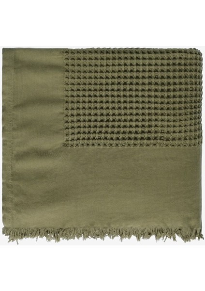 Haki %100 Pamuk Waffle Çift Kişilik Yatak Örtüsü 160 x 230 cm