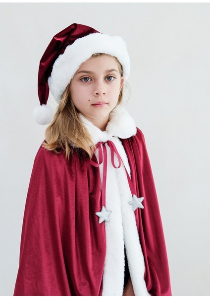 Santa Kırmızı Grogren Kurdeleli Pelerin