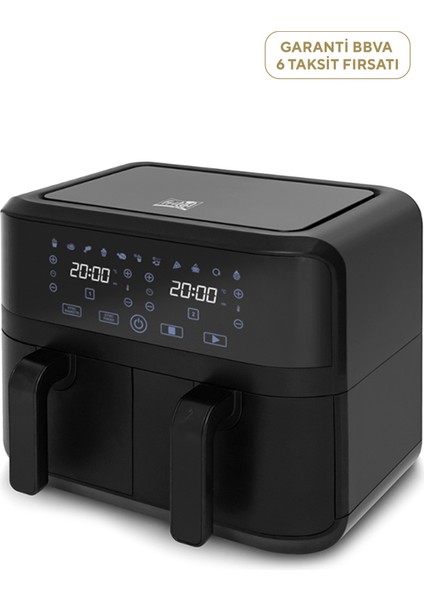 Snacktastic 8180 Duo Çift Hazneli Siyah Airfryer 2x4.5l