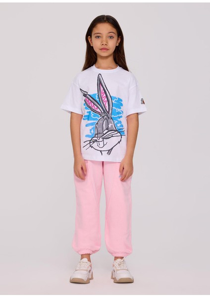 Beyaz Baskılı Kısa Kollu Kız Çocuk T-Shirt indirimleri