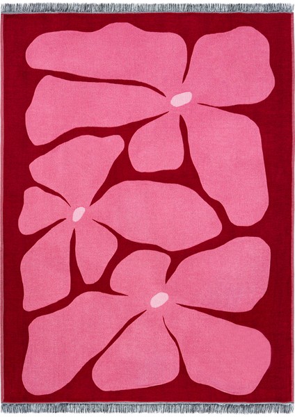 Flower Pembe Throw Battaniye