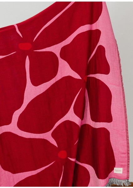 Flower Pembe Throw Battaniye