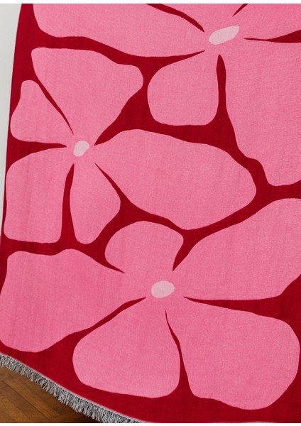 Flower Pembe Throw Battaniye