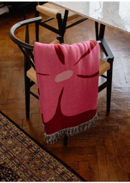 Flower Pembe Throw Battaniye