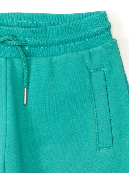 Yeşil Logo Baskılı Unisex Çocuk Şort modelleri