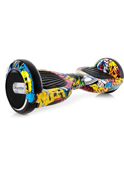 Bluetooth Hoparlörlü Akıllı Dengeli Sarı Grafiti Desenli Hoverboard